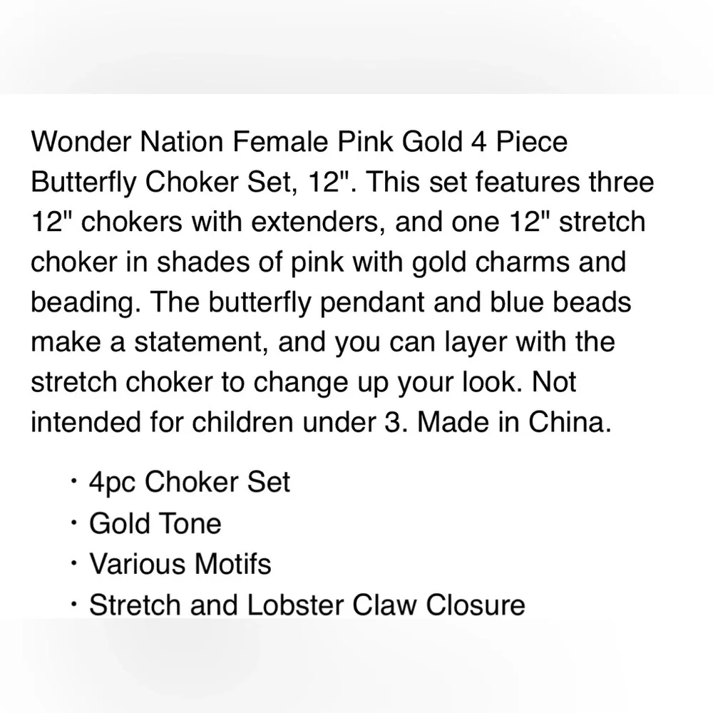 🔴 3/$12 Wonder Nation Girl’s‎ 4-Piece Colorful Necklace/Choker Set! NEW!